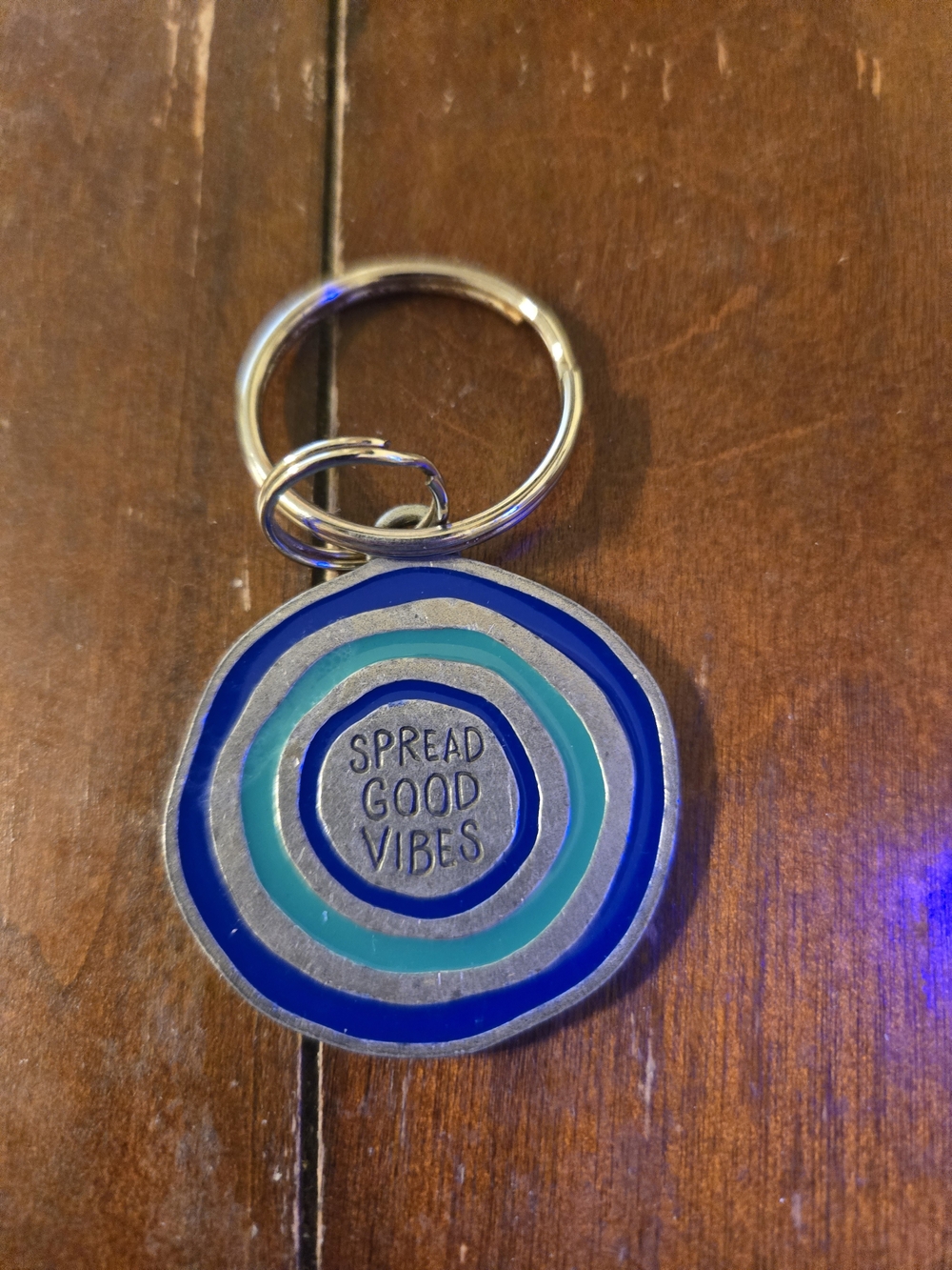 Life Is Good Blue and Teal 'Spread Good Vibes' Keychain